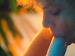 Licking cunt of a retro brunette in lingerie