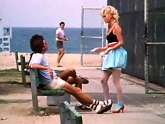 Nasty blonde bitch gets gangbanged by a group